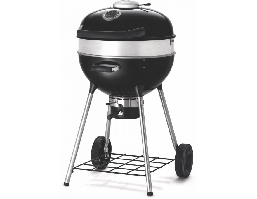 Grill węglowy 22" PRO Charcoal Kettle czarny + płyta żeliwna + zestaw (komin do rozpalania #67802, węgiel drzewny 3 kg #67107, podpałka 100 szt. #67052) - 2